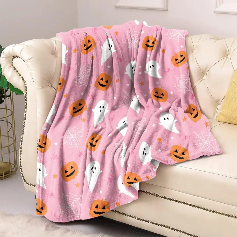 Halloween Pink Ghost Blanket Double