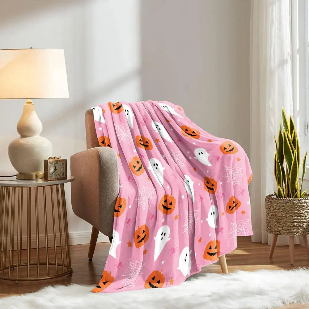 Halloween Pink Ghost Blanket Single