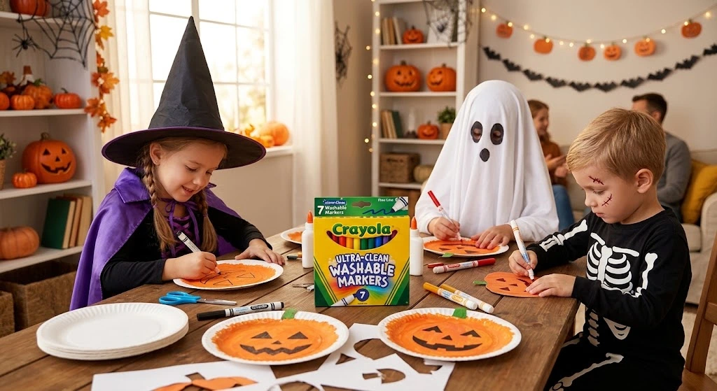 Washable fine tip markers for kids' Halloween crafts and coloring